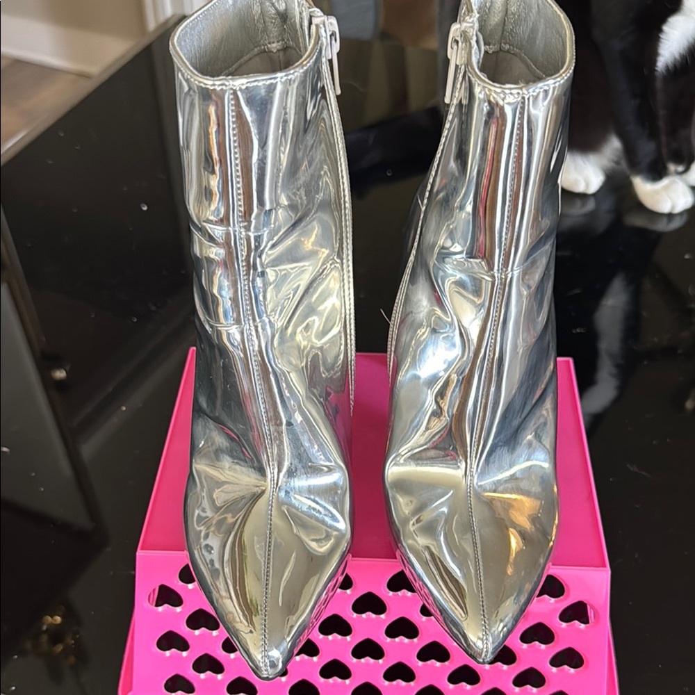 Silver Ankle Boots